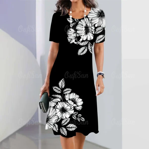 Pinstripe Print Women Mini Skirt Fashion Summer Knee Dresses Street Elegant Playful Dresses 2023 O Neck 2