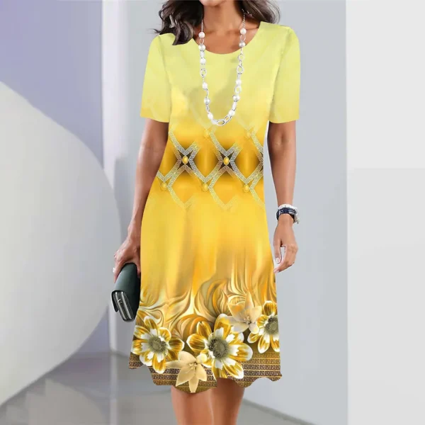 Women Summer Short Dress Festival Outfit Female 2023 Girls Fashion Dress Pullover Floral 3d Print Elegant 4